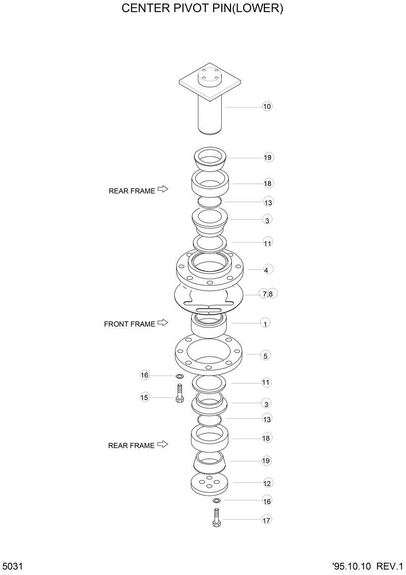 Схема запчастей Hyundai HL770 - CENTER PIVOT PIN(LOWER) 