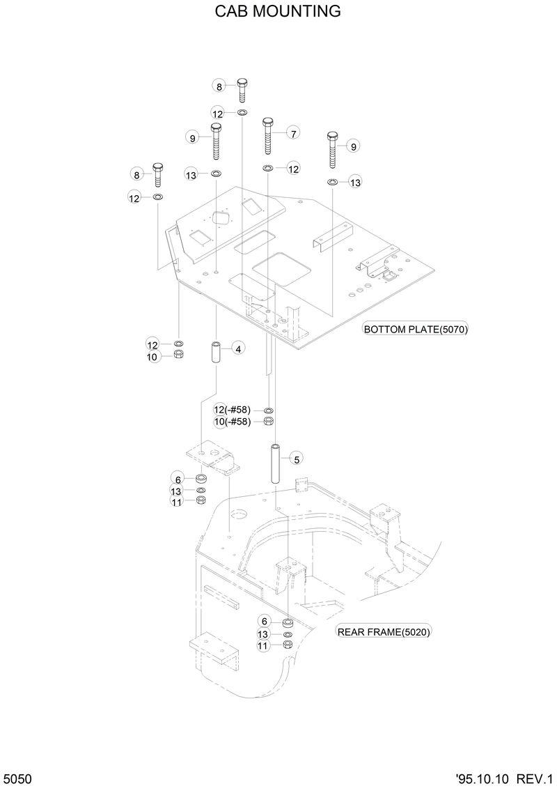 Схема запчастей Hyundai HL770 - CAB MOUNTING 