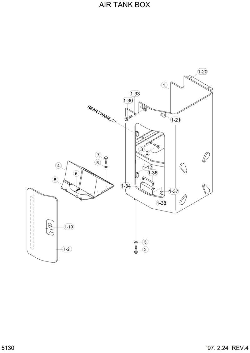 Схема запчастей Hyundai HL770 - AIR TANK BOX 