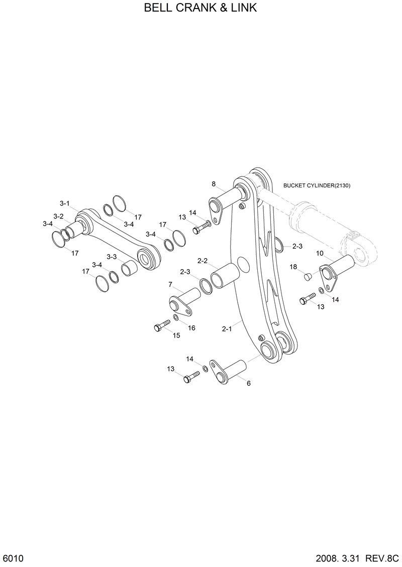 Схема запчастей Hyundai HL770 - BELL CRANK &amp; LINK 