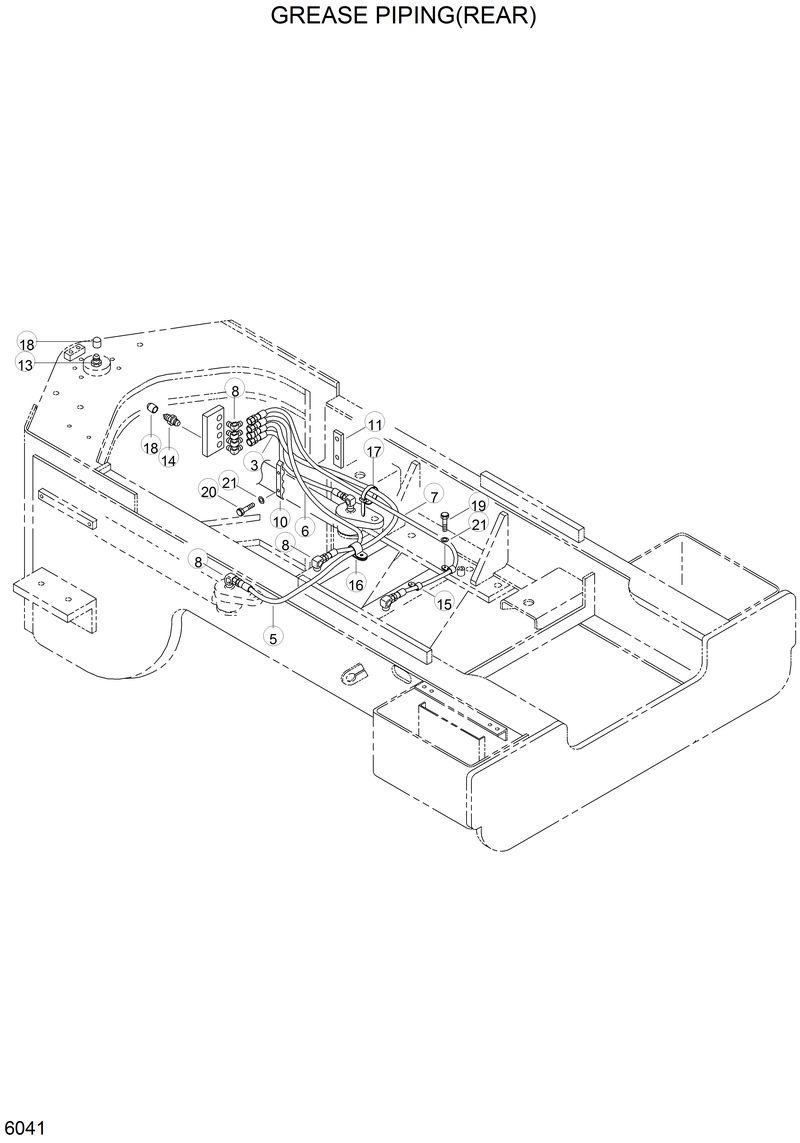 Схема запчастей Hyundai HL770 - GREASE PIPING(REAR) 