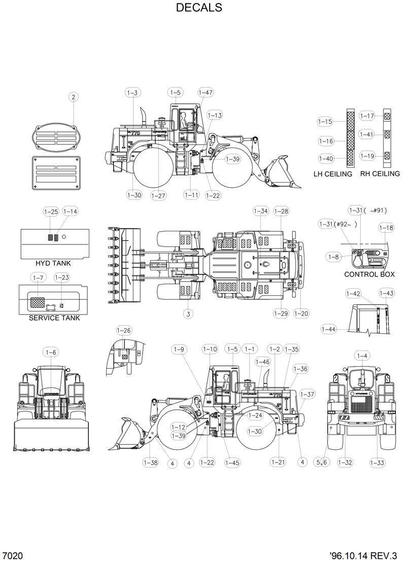 Схема запчастей Hyundai HL770 - DECALS(ENGLISH) 