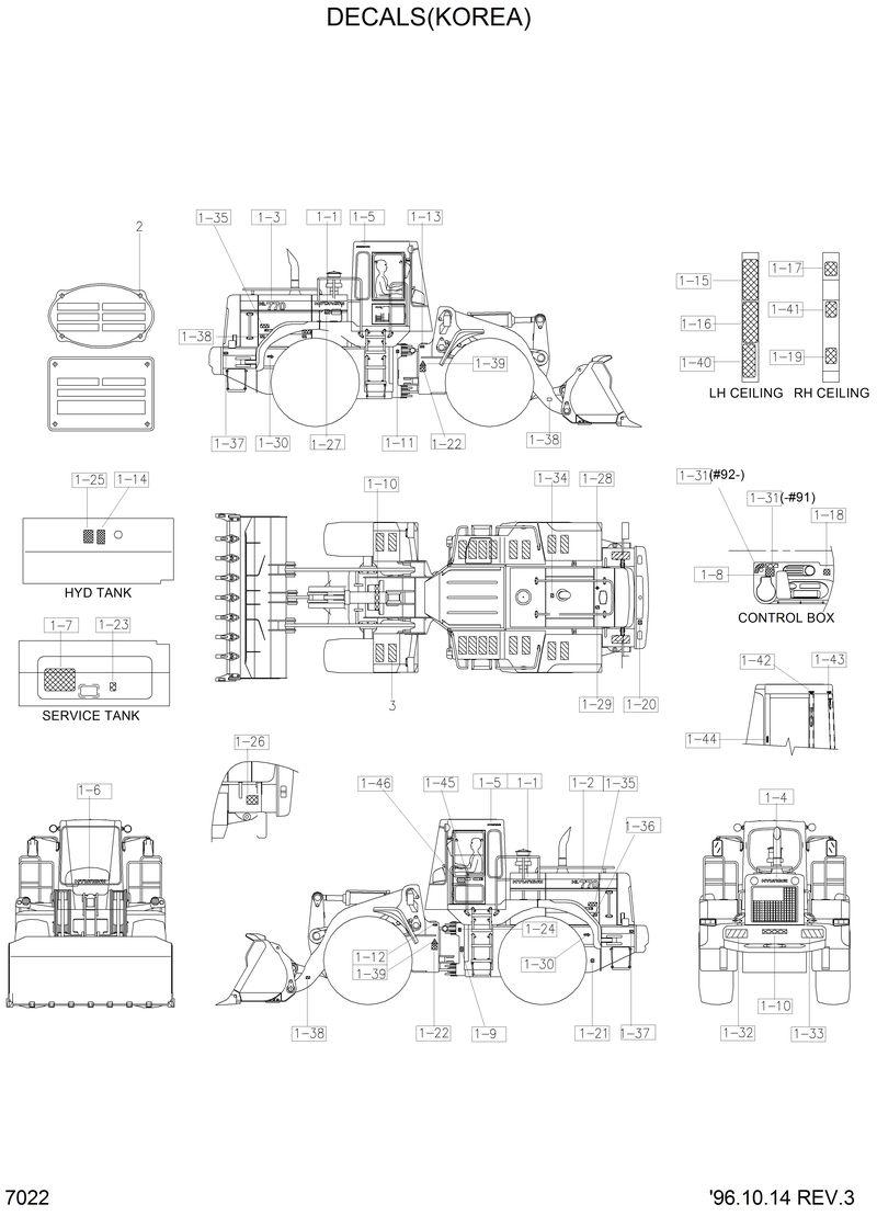 Схема запчастей Hyundai HL770 - DECALS(KOREA) 