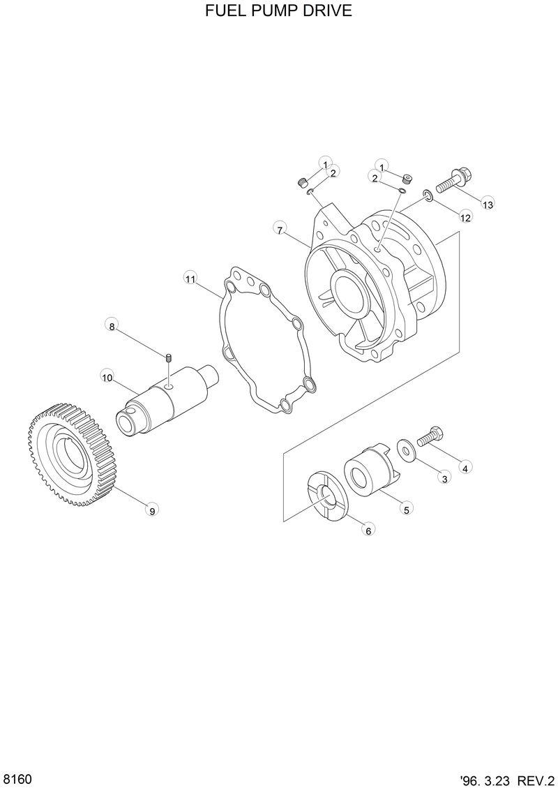 Схема запчастей Hyundai HL770 - FUEL PUMP DRIVE 