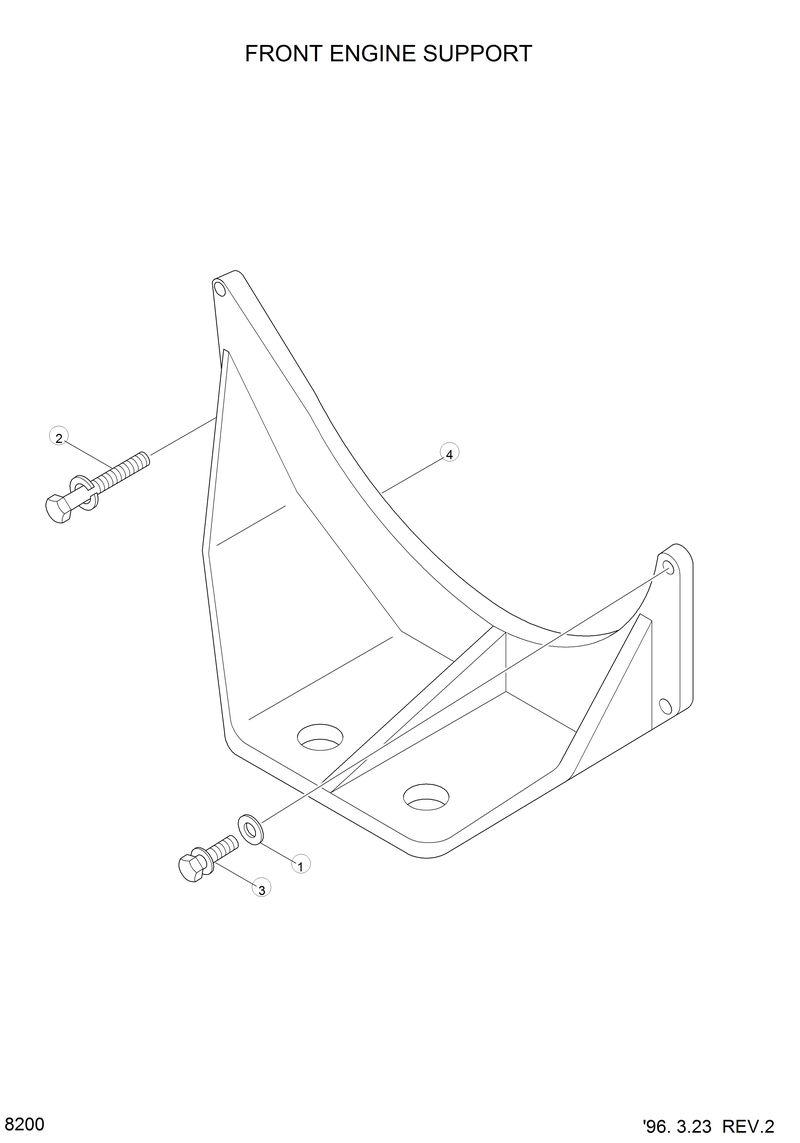 Схема запчастей Hyundai HL770 - FRONT ENGINE SUPPORT 