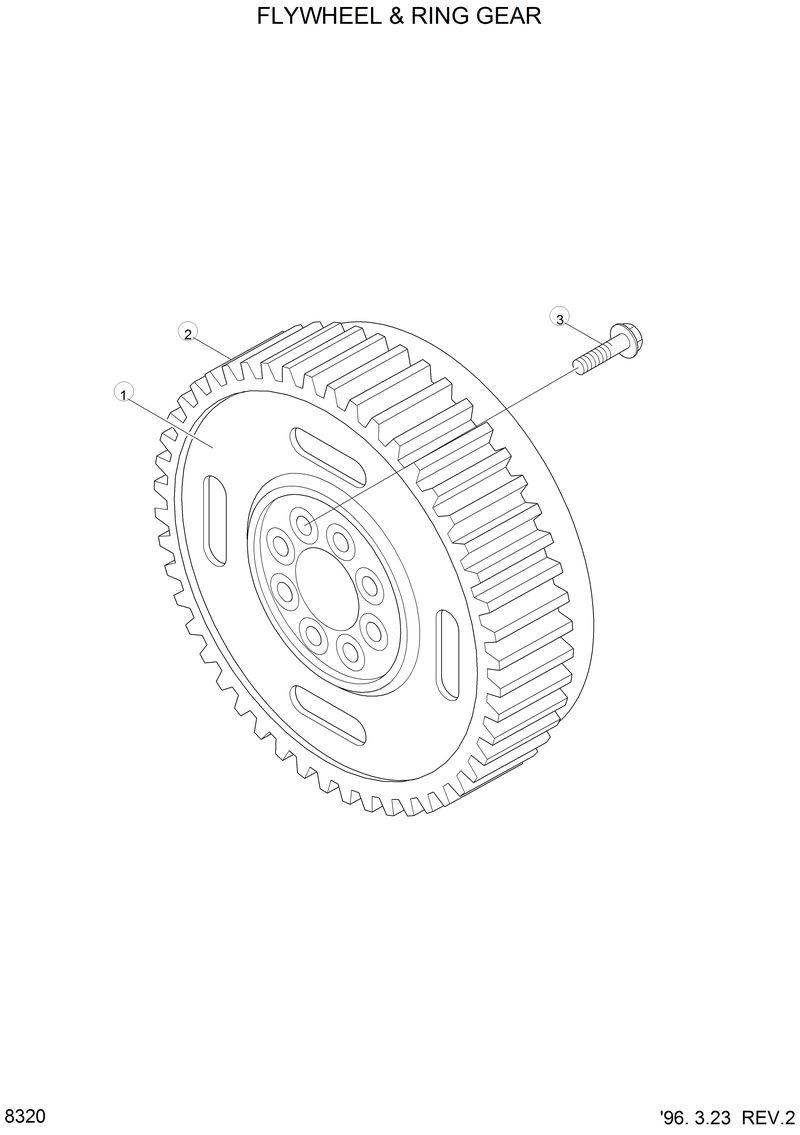 Схема запчастей Hyundai HL770 - FLYWHEEL &amp; RING GEAR 