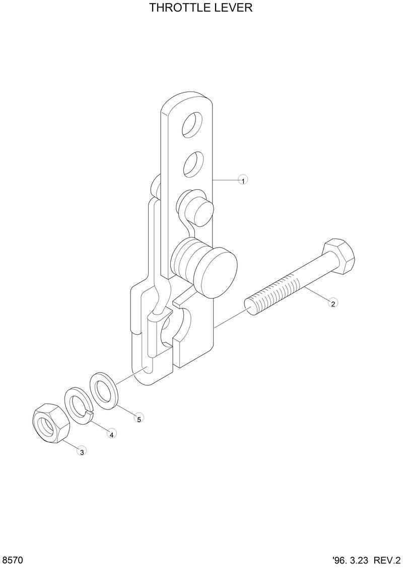 Схема запчастей Hyundai HL770 - THROTTLE LEVER 