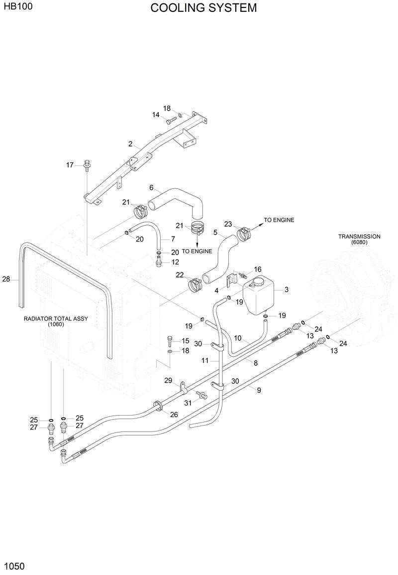 Схема запчастей Hyundai HB100 - COOLING SYSTEM 