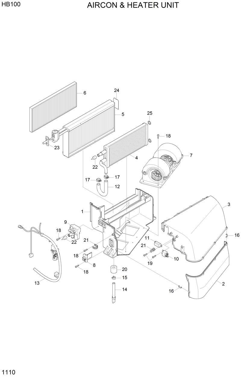 Схема запчастей Hyundai HB100 - AIRCON &amp; HEATER UNIT 