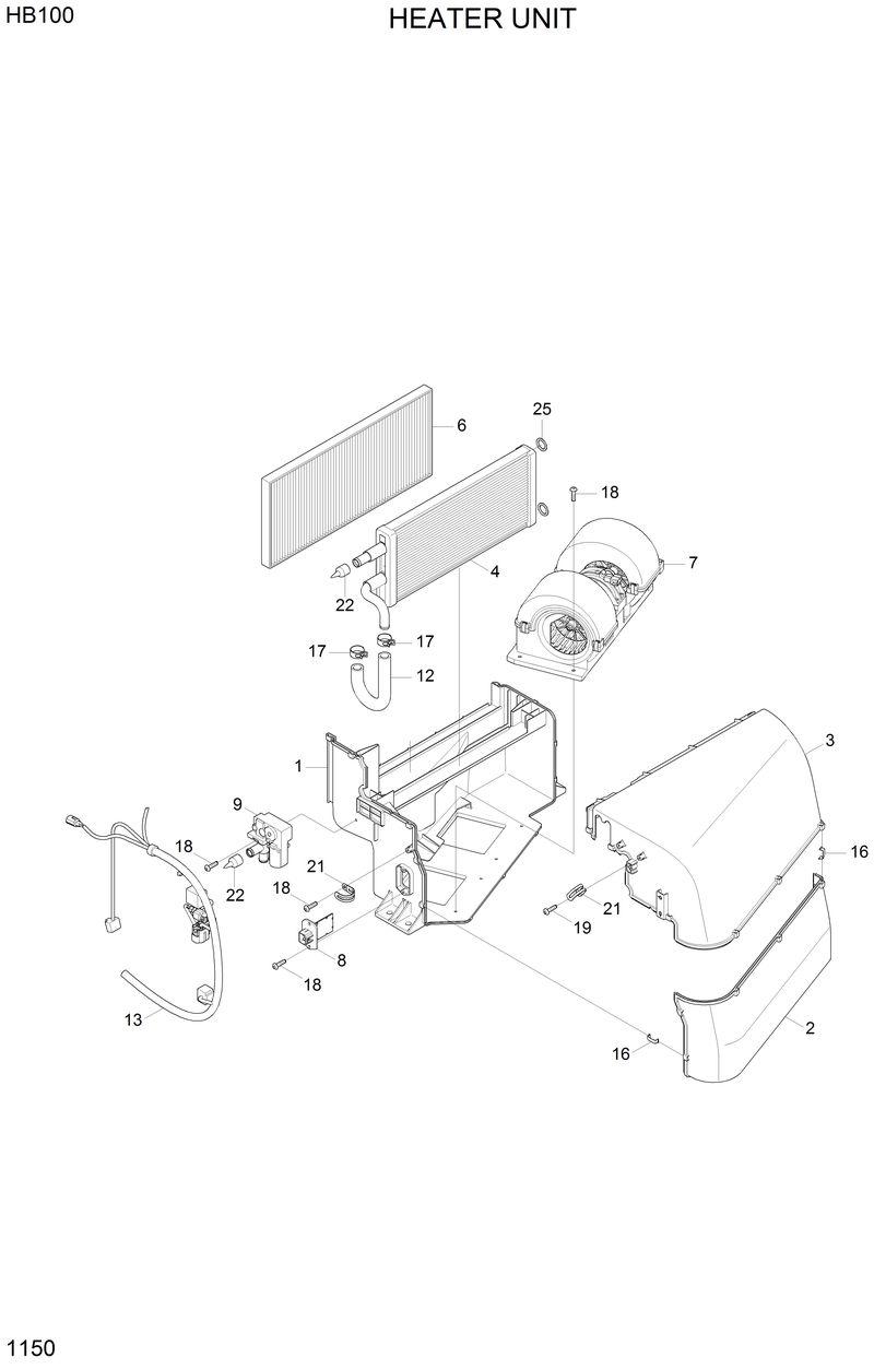 Схема запчастей Hyundai HB100 - HEATER UNIT 