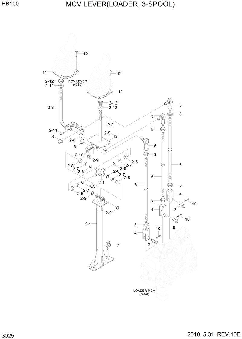 Схема запчастей Hyundai HB100 - MCV LEVER (LOADER, 3-SPOOL) 