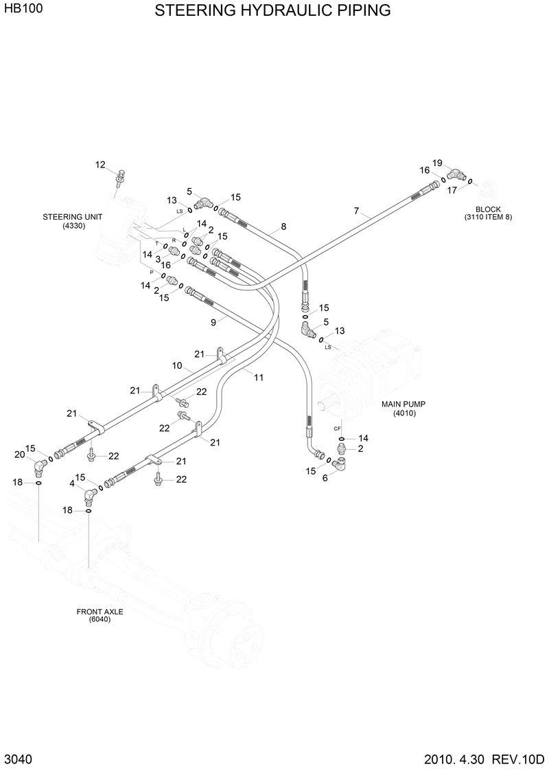Схема запчастей Hyundai HB100 - STEERING HYD PIPING 
