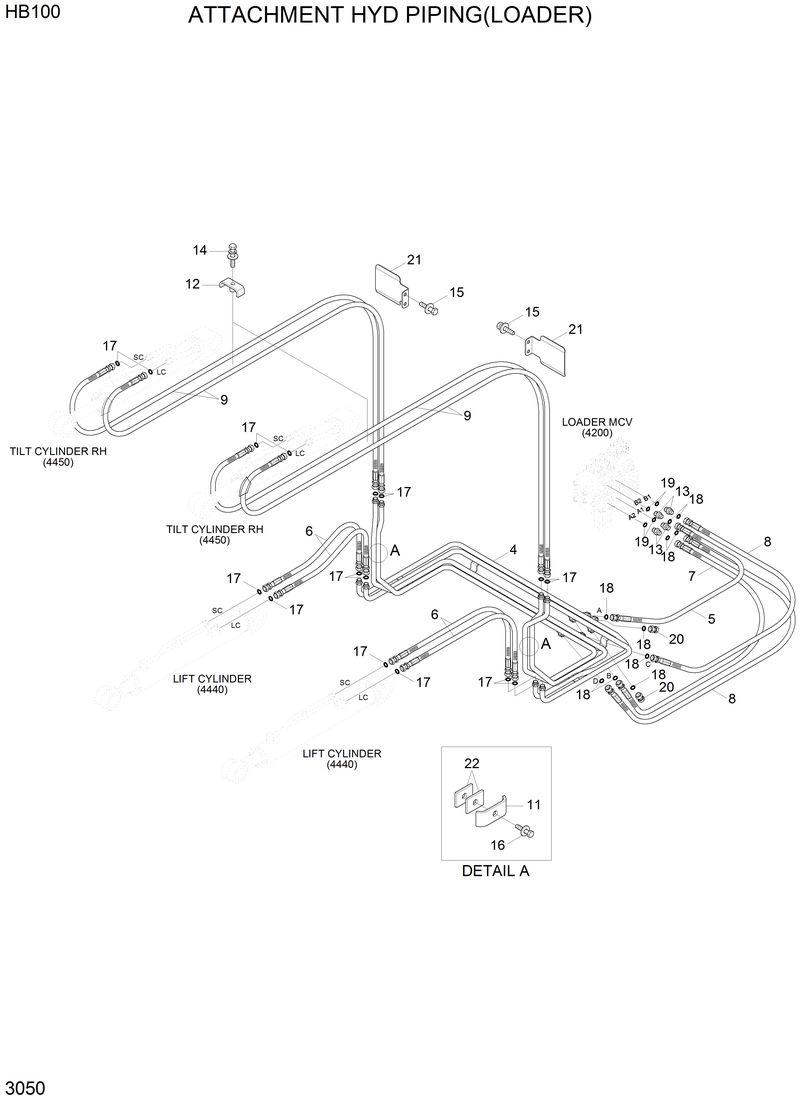 Схема запчастей Hyundai HB100 - ATTACHMENT HYD PIPING (LOADER) 