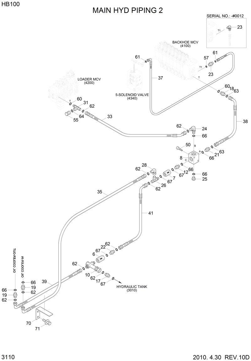 Схема запчастей Hyundai HB100 - MAIN HYD PIPING 2 
