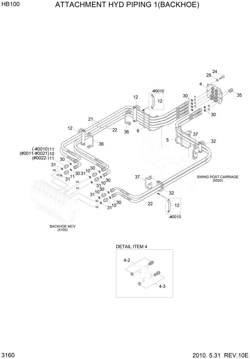 Схема запчастей Hyundai HB100 - ATTACHMENT HYD PIPING 1 (BACKHOE) 