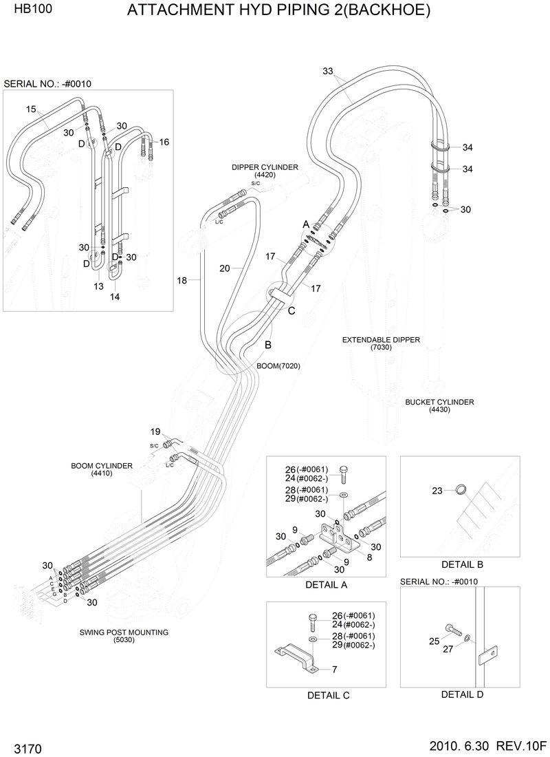 Схема запчастей Hyundai HB100 - ATTACHMENT HYD PIPING 2 (BACKHOE) 