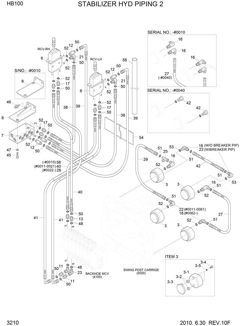 Схема запчастей Hyundai HB100 - STABILIZER HYD PIPING 2 