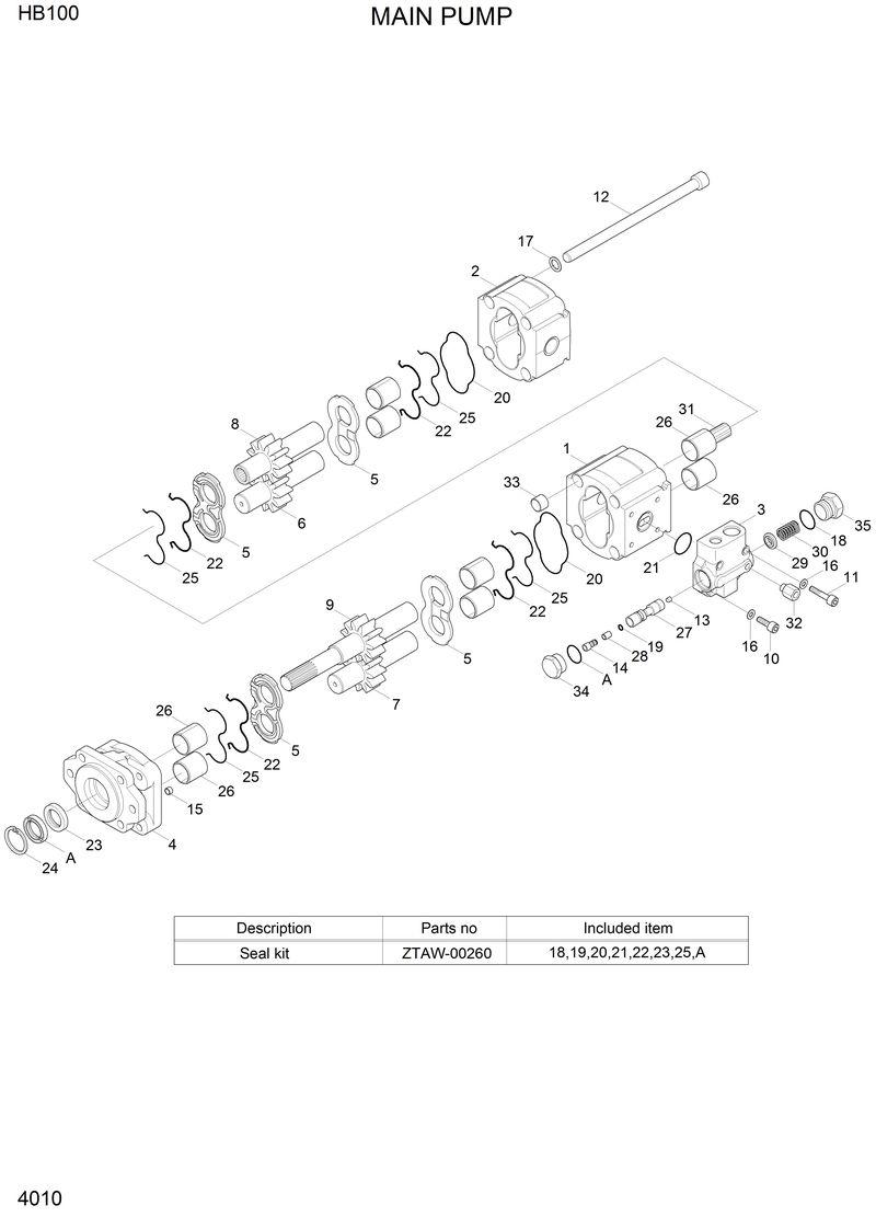 Схема запчастей Hyundai HB100 - MAIN PUMP 