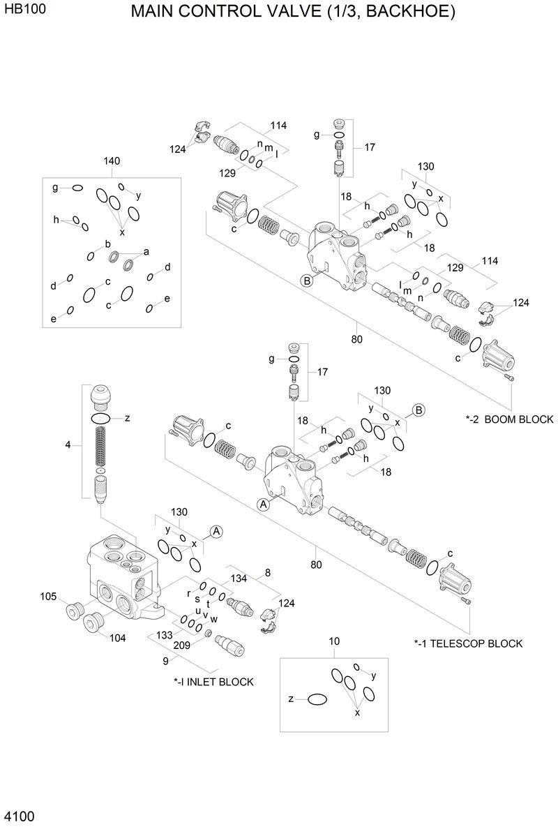 Схема запчастей Hyundai HB100 - MAIN CONTROL VALVE (1/3, BACKHOE) 