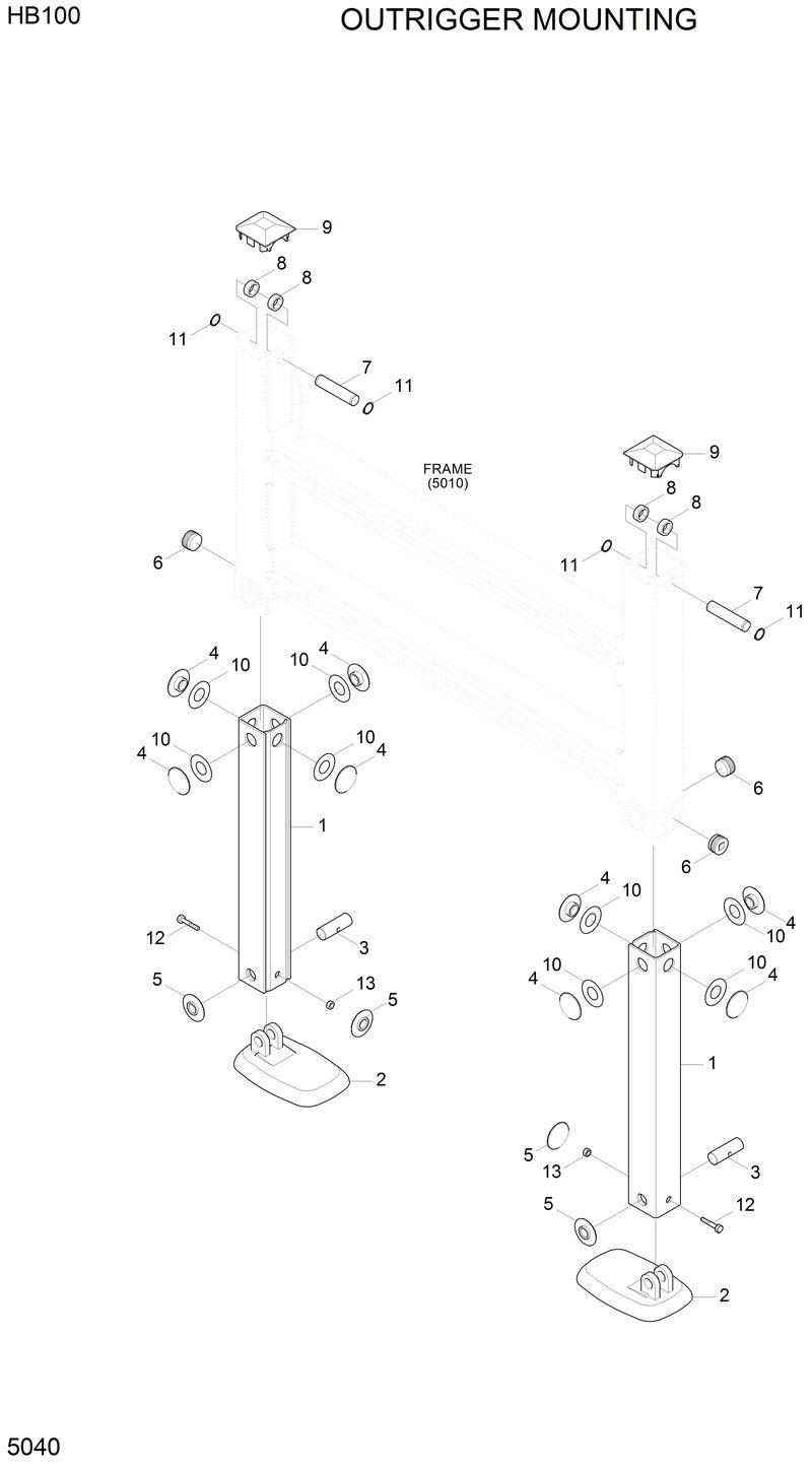 Схема запчастей Hyundai HB100 - OUTRIGGER MOUNTING 