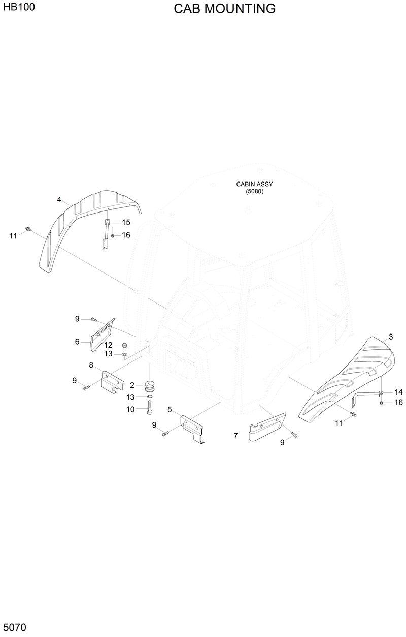 Схема запчастей Hyundai HB100 - CAB MOUNTING 