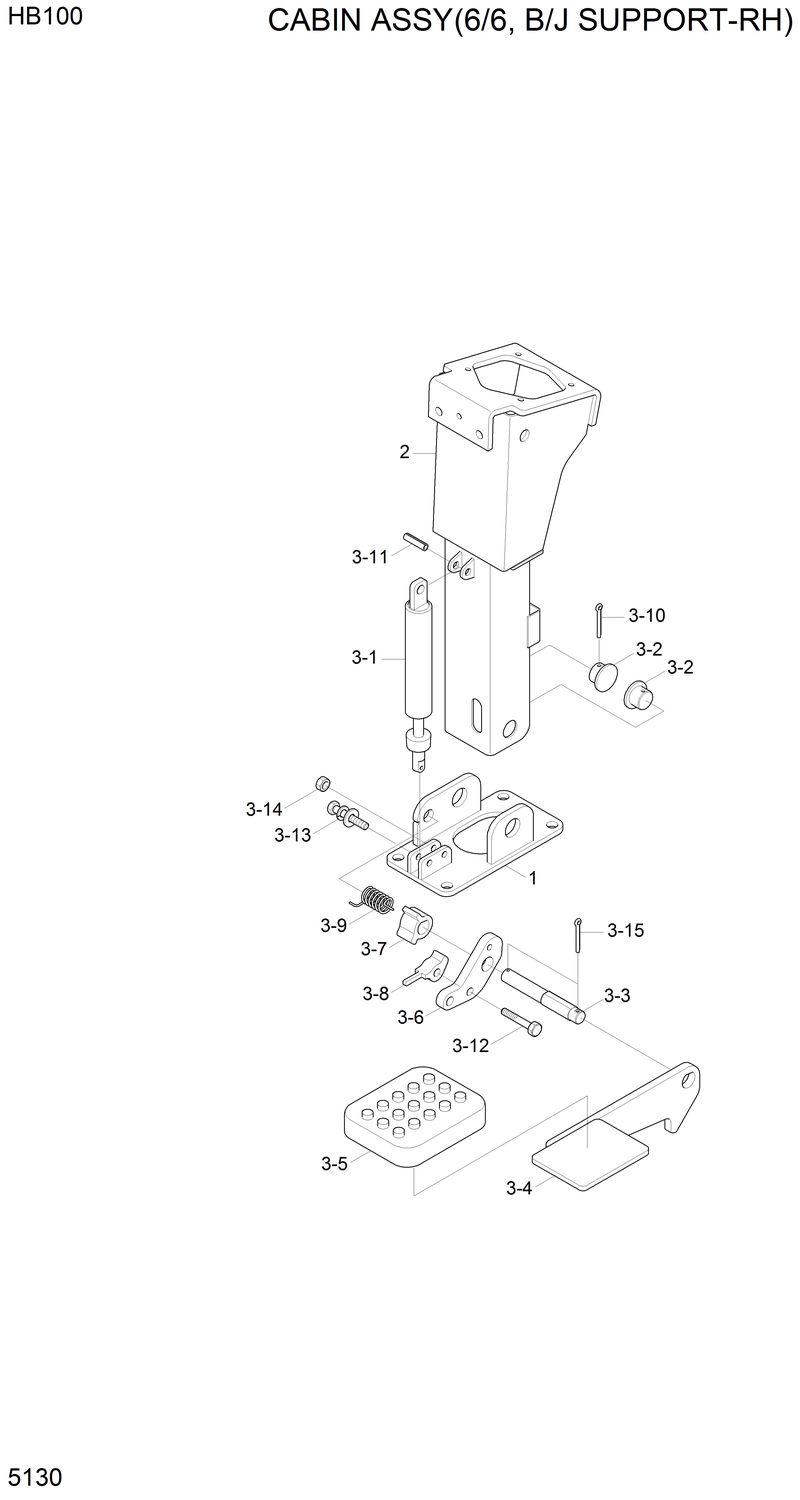 Схема запчастей Hyundai HB100 - CABIN ASSY(6/6, B/J SUPPORT-RH) 