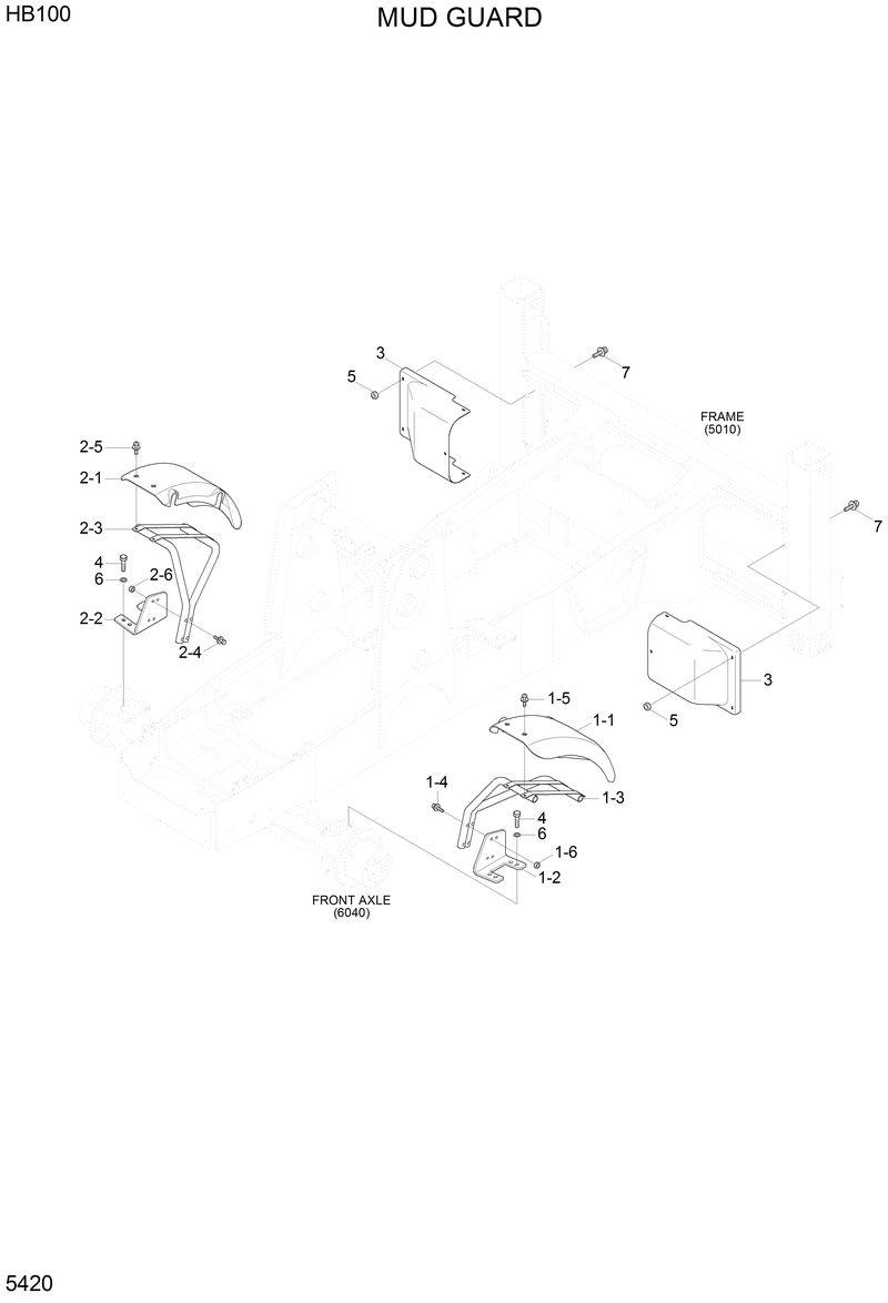 Схема запчастей Hyundai HB100 - MUD GUARD 