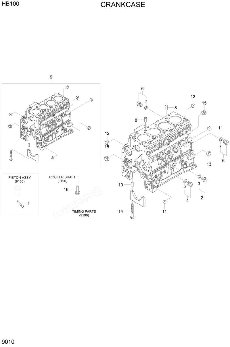 Схема запчастей Hyundai HB100 - CRANKCASE 