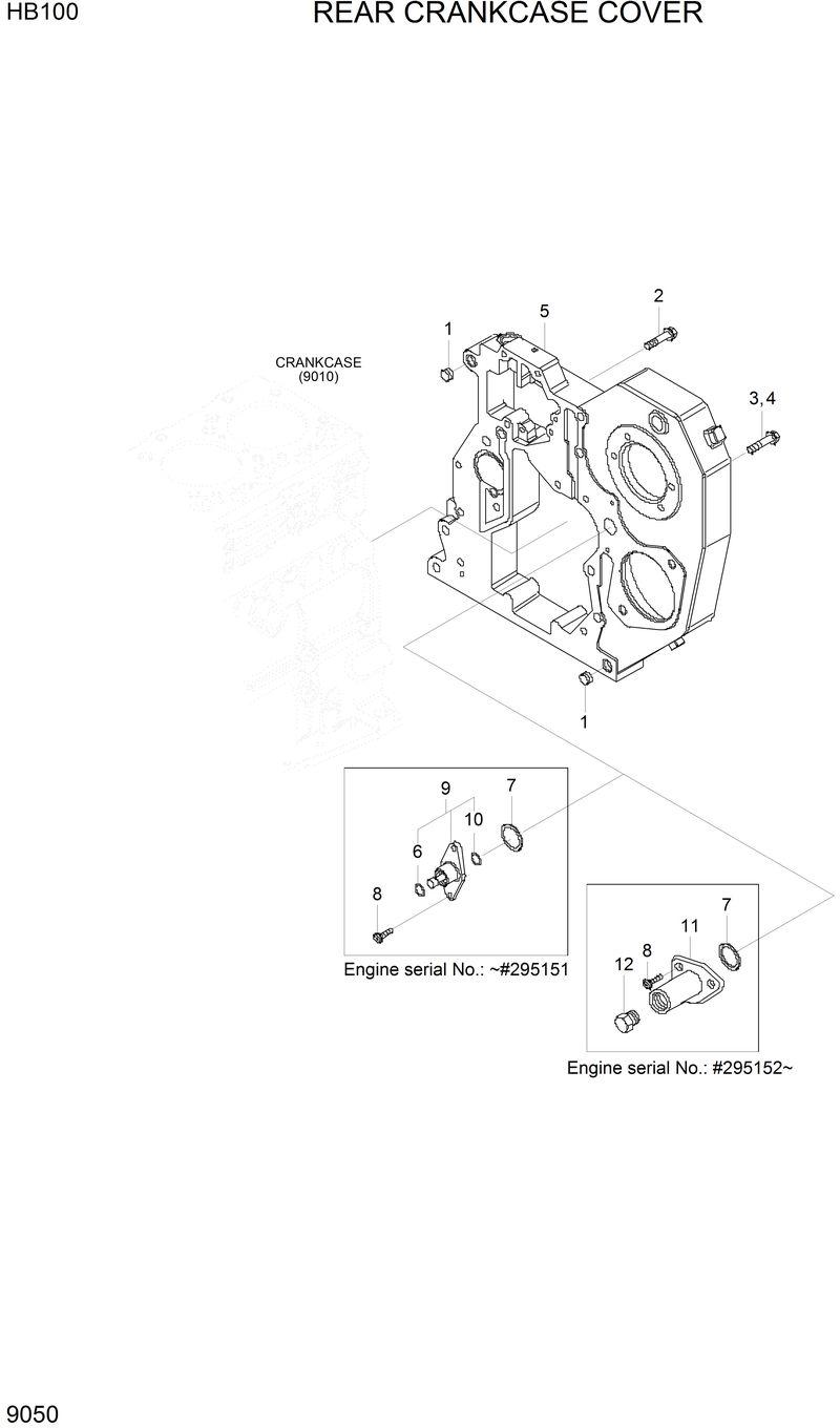 Схема запчастей Hyundai HB100 - REAR CRANKCASE COVER 