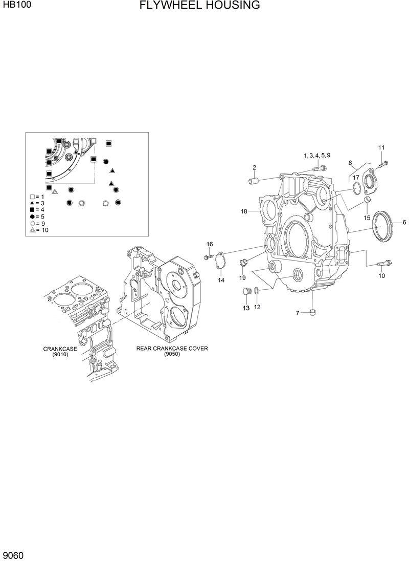 Схема запчастей Hyundai HB100 - FLYWHEEL HOUSING 