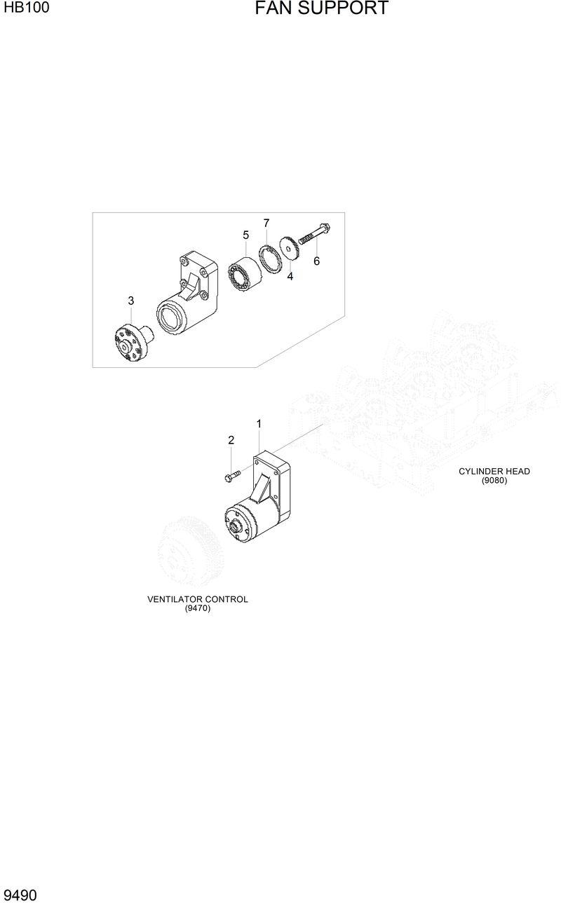 Схема запчастей Hyundai HB100 - FAN SUPPORT 