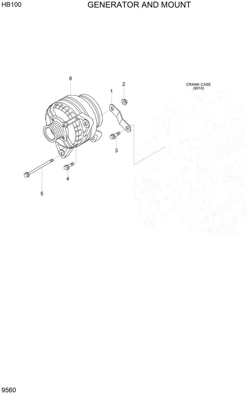 Схема запчастей Hyundai HB100 - GENERATOR AND MOUNT 