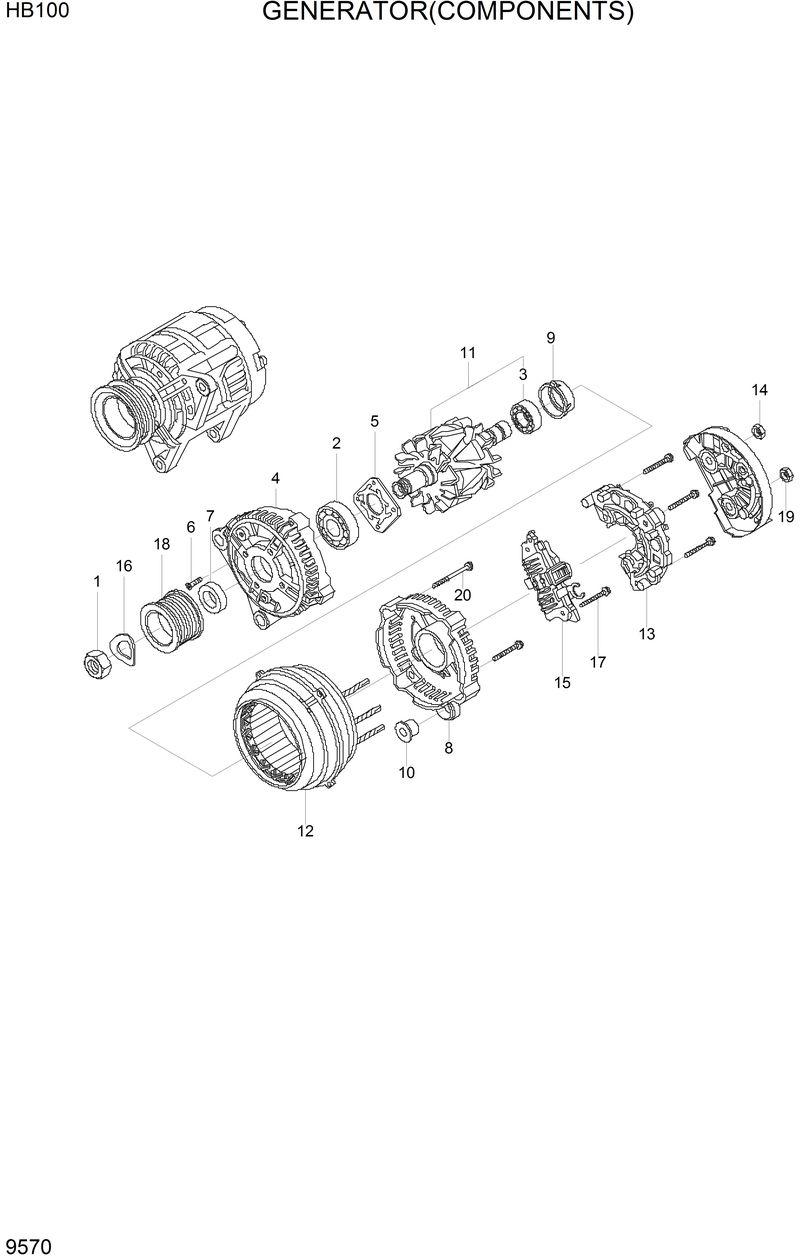 Схема запчастей Hyundai HB100 - GENERATOR(COMPONENTS) 