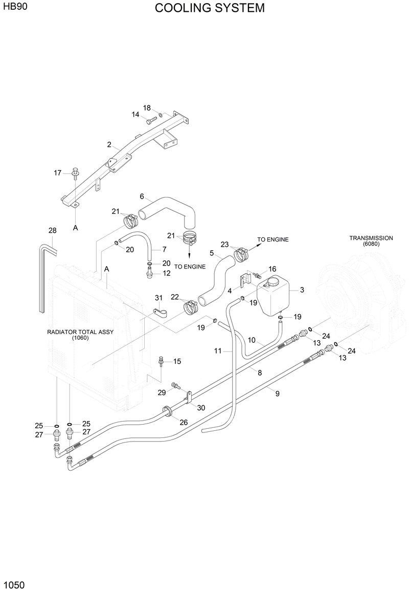 Схема запчастей Hyundai HB90 - COOLING SYSTEM 