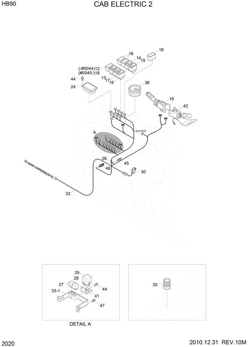 Схема запчастей Hyundai HB90 - CAB ELECTRIC 2 