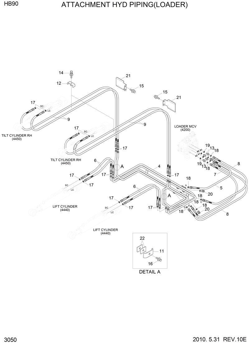 Схема запчастей Hyundai HB90 - ATTACHMENT HYD PIPING (LOADER) 
