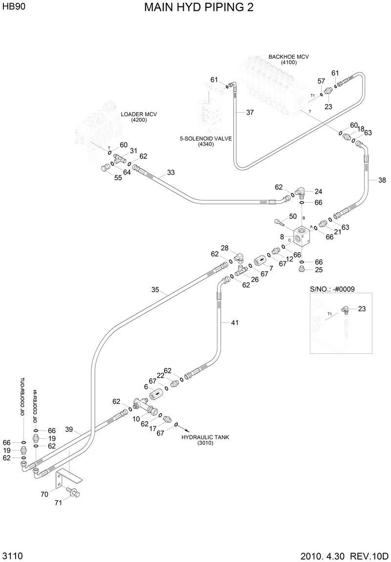 Схема запчастей Hyundai HB90 - MAIN HYD PIPING 2 