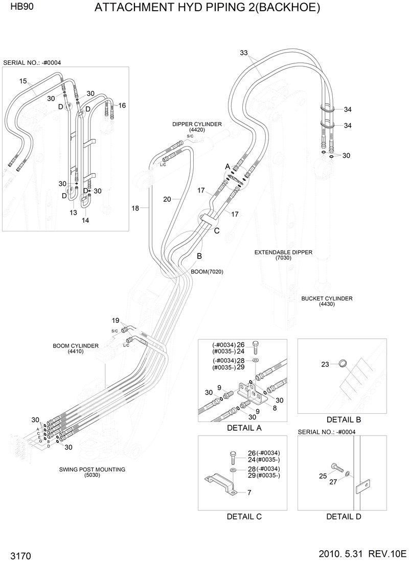 Схема запчастей Hyundai HB90 - ATTACHMENT HYD PIPING 2 (BACKHOE) 