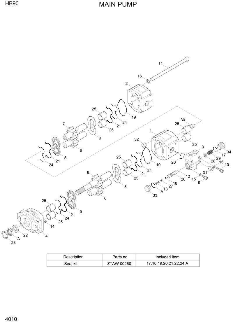 Схема запчастей Hyundai HB90 - MAIN PUMP 