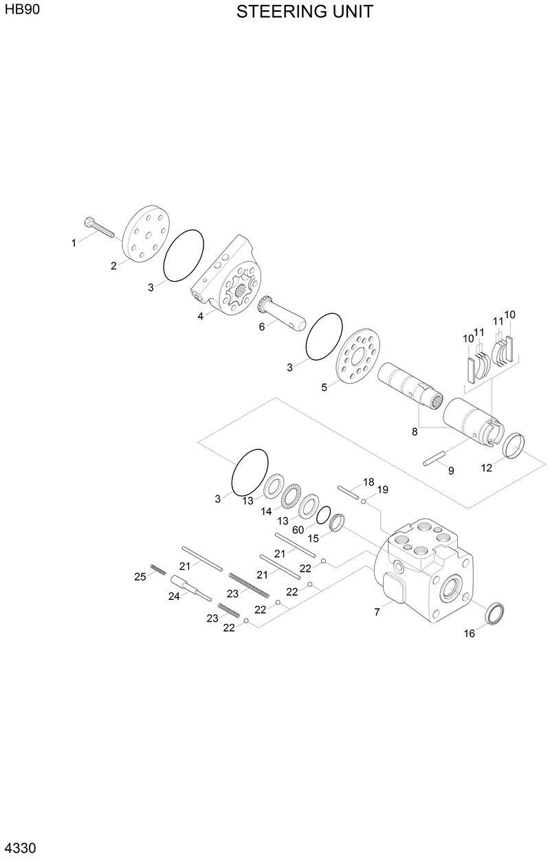 Схема запчастей Hyundai HB90 - STEERING UNIT 