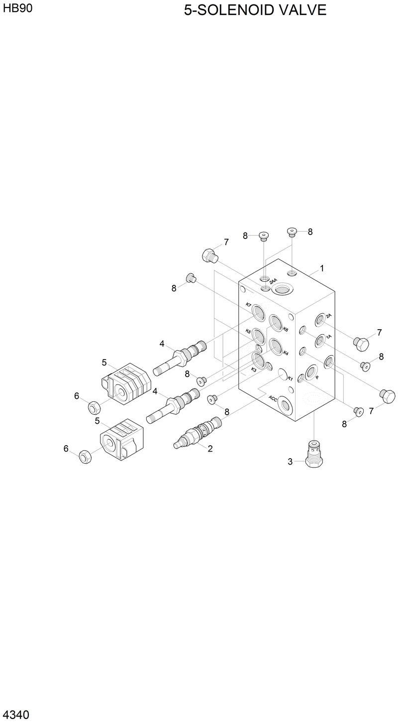 Схема запчастей Hyundai HB90 - 5-SOLENOID VALVE 