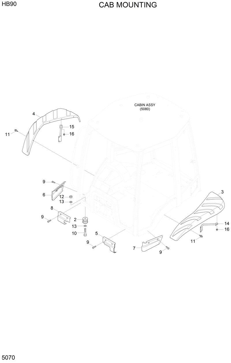 Схема запчастей Hyundai HB90 - CAB MOUNTING 