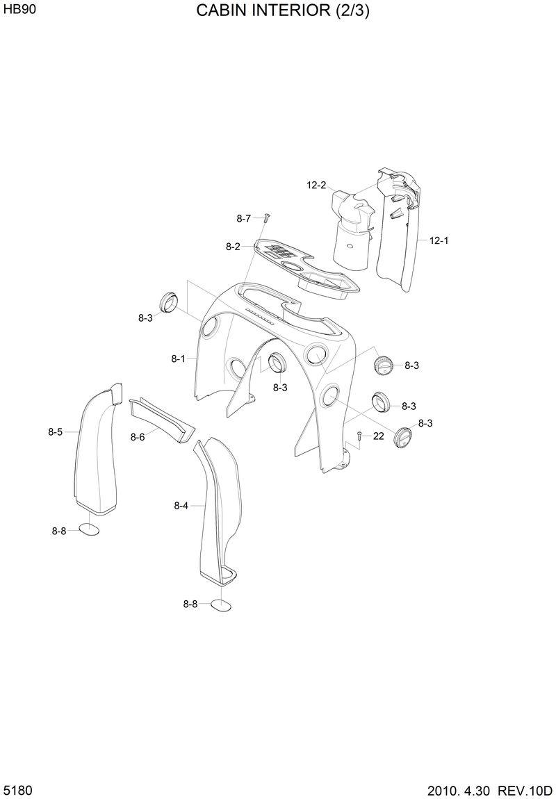 Схема запчастей Hyundai HB90 - CABIN INTERIOR(2/3) 