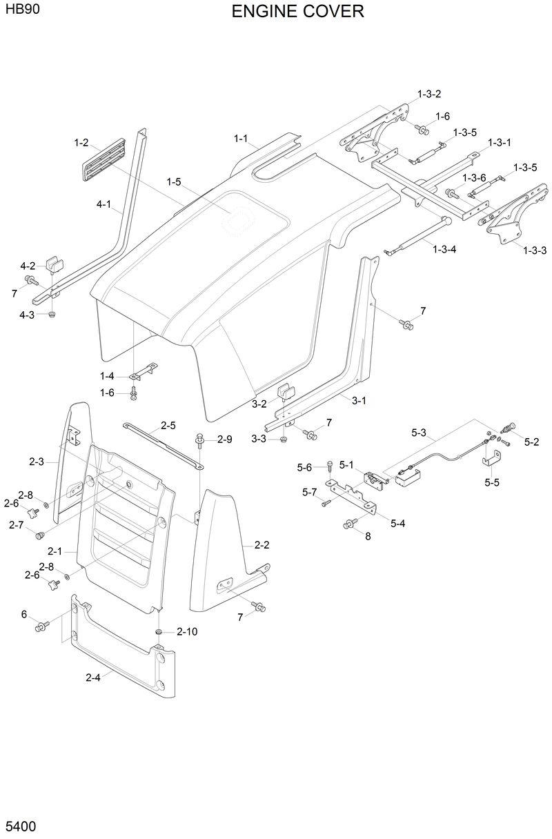 Схема запчастей Hyundai HB90 - ENGINE COVER 