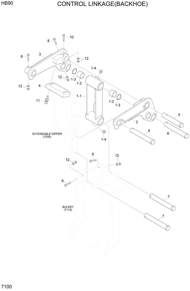 Схема запчастей Hyundai HB90 - CONTROL LINKAGE(BACKHOE) 