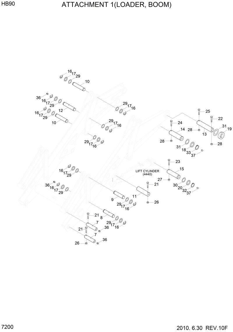 Схема запчастей Hyundai HB90 - ATTACHMENT 1(LOADER, BOOM) 