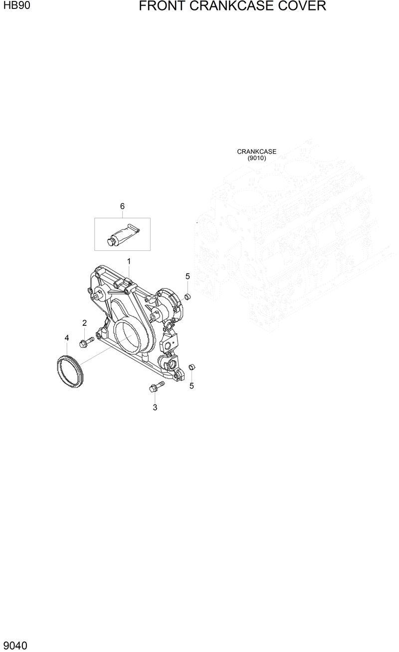 Схема запчастей Hyundai HB90 - FRONT C/CASE COVER 