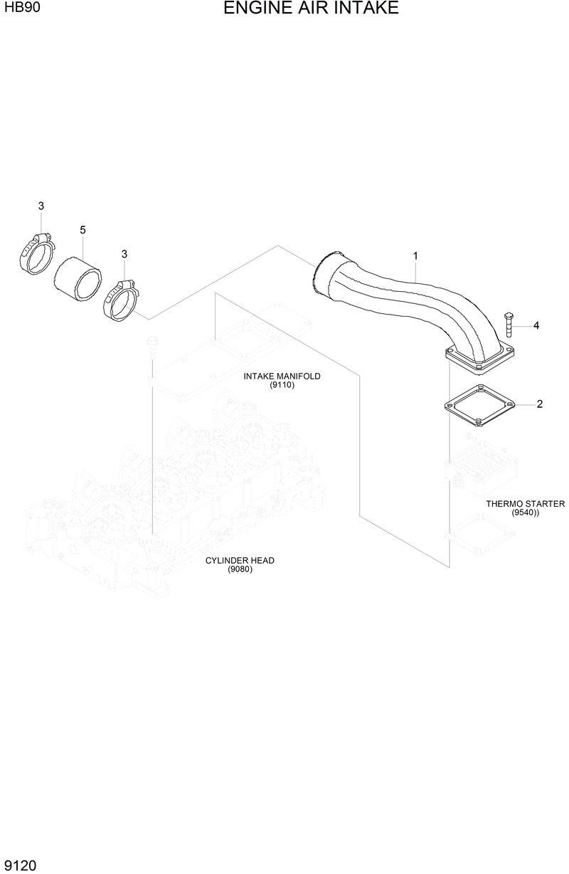 Схема запчастей Hyundai HB90 - ENGINE AIR INTAKE 