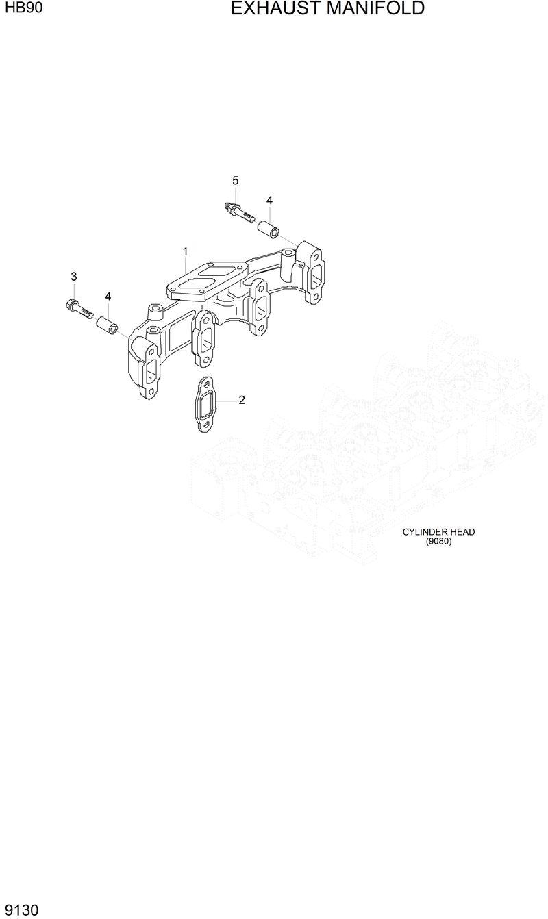 Схема запчастей Hyundai HB90 - EXHAUST MANIFOLD 