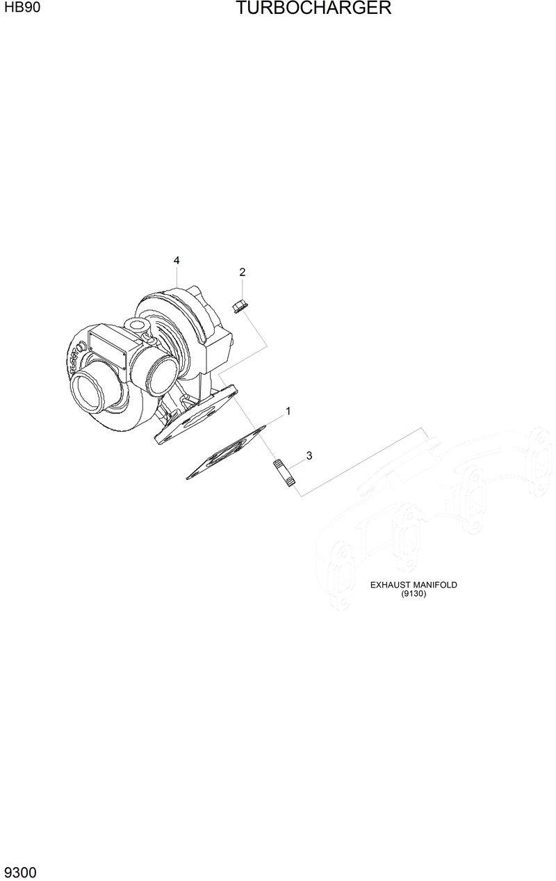 Схема запчастей Hyundai HB90 - TURBOCHARGER 